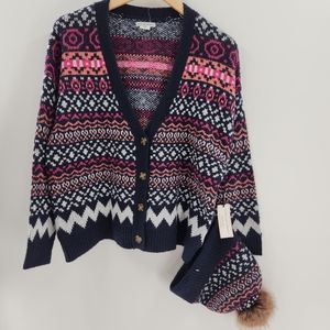 Cupcakes and Cashmere  Multicolored  Cardigan w/Hat  Womens Size Medium